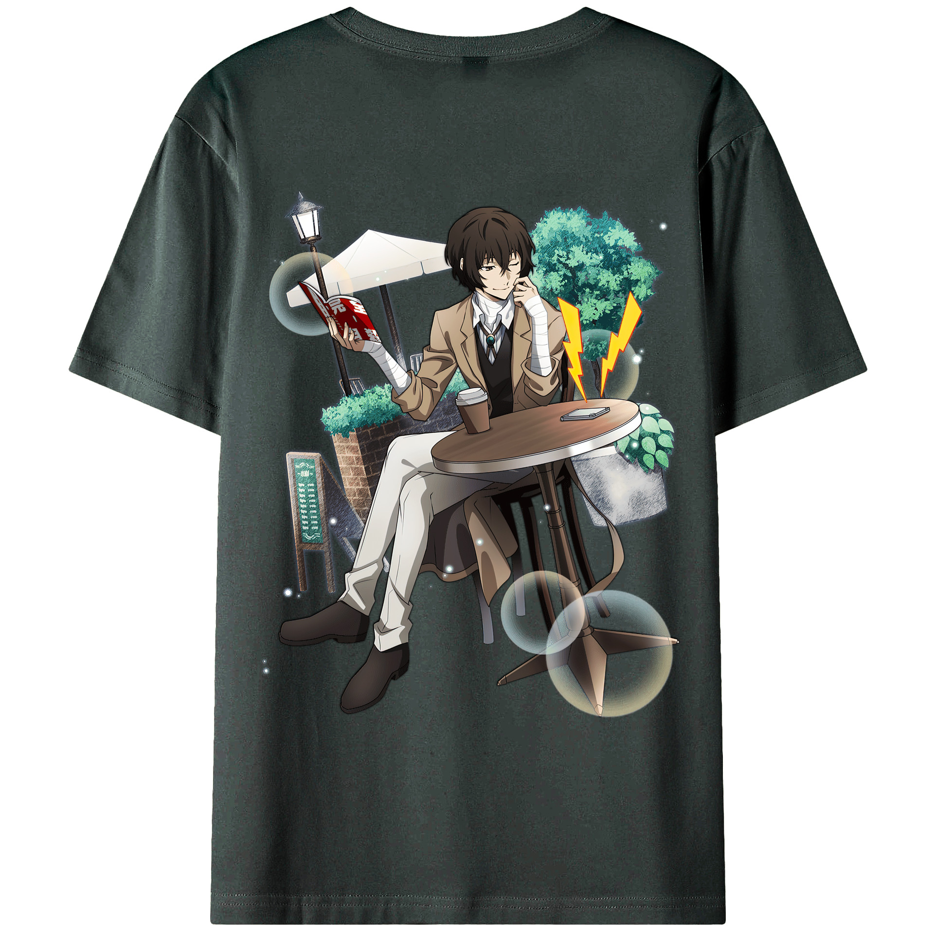 （画像用） 文豪ストレイドッグス Bungo Stray Dogs 綿100％ メンズ半袖Tシャツ（バックプリント） 通気性